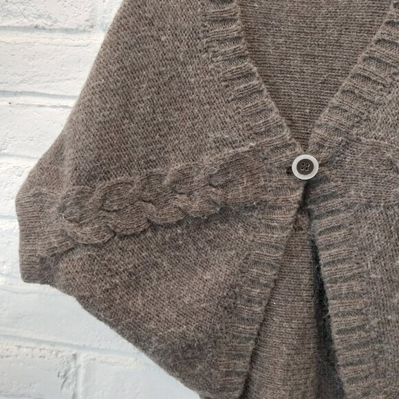 Vintage Italy Made Cardigan Women S M Brown Chunky Cable Knit Wool Blend Sweater - Picture 5 of 9